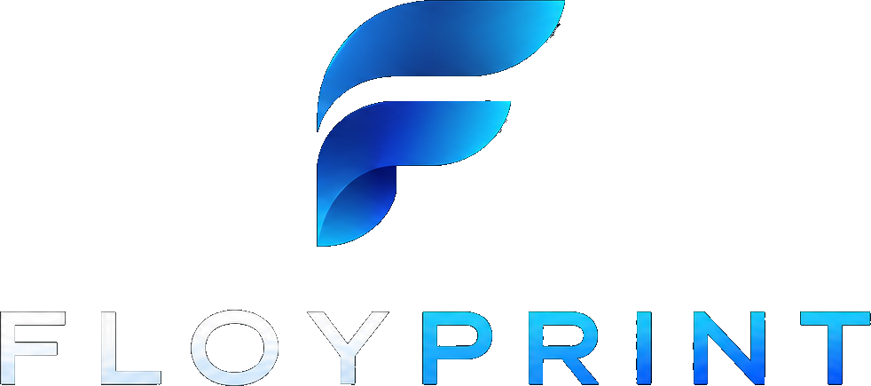 FloyPrint blue emblem and wordmark
